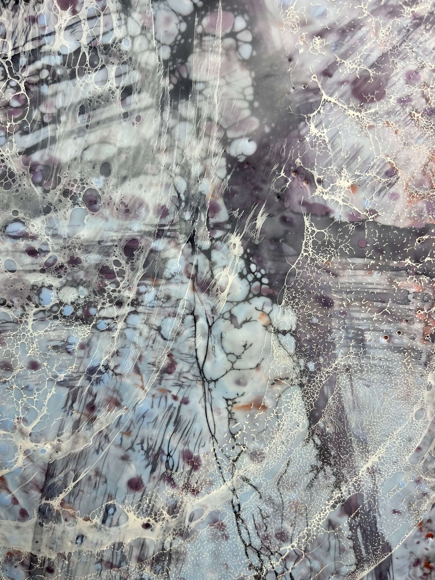 Close up.Inspiration for this painting is a piece of music composed by Jordi Fornies. The style of this piece is gestural abstraction, the directional lines in this painting are a flight pattern of a moth, that is focused on its sight of the moon. There are blues, whites, browns and greys that signify the colours of moth's wings and the colour of the "blue moon". The size of this painting is 36"x36"